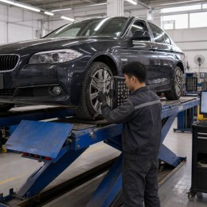 宝马 520Li(F18)N20 在没有车辆负载的情况下用高度测量进行四轮定位系统的底盘测量标准工时