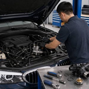 宝马 520Li 更换节温器及水管工时服务