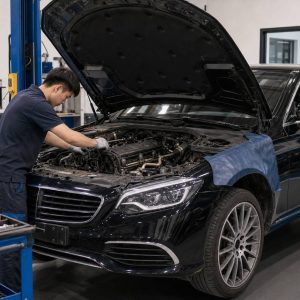 奔驰 E300L 更换节温器拆装进气歧管工时服务