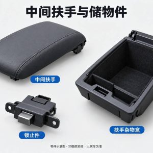 中间扶手与储物件零件示意图(非维修实拍)