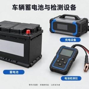 车辆蓄电池与检测设备零件示意图(非维修实拍)