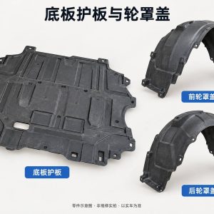 底板护板与轮罩盖零件示意图（非维修实拍）
