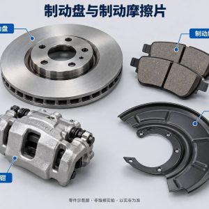 制动盘与制动摩擦片零件示意图（非维修实拍）