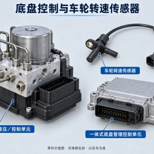 底盘控制与车轮转速传感器零件示意图(非维修实拍)