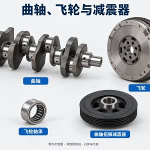 曲轴、飞轮与减震器零件示意图（非维修实拍）