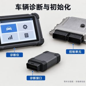 车辆诊断与初始化零件示意图(非维修实拍)