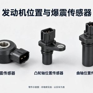 发动机位置与爆震传感器零件示意图(非维修实拍)