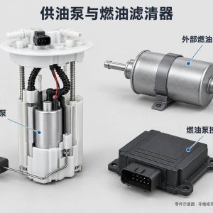 供油泵与燃油滤清器零件示意图（非维修实拍）