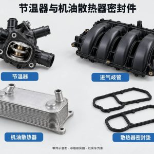 节温器与机油散热器密封件零件示意图(非维修实拍)
