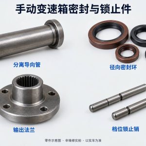 手动变速箱密封与锁止件零件示意图（非维修实拍）