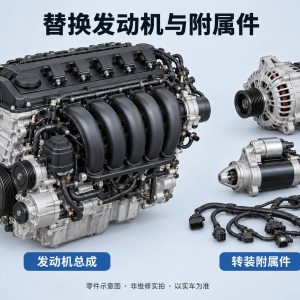 替换发动机与附属件零件示意图(非维修实拍)