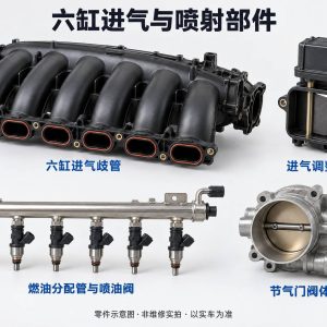 六缸进气与喷射部件零件示意图(非维修实拍)