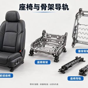 座椅与骨架导轨零件示意图（非维修实拍）