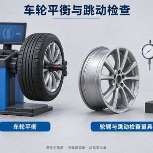 车轮平衡与跳动检查零件示意图(非维修实拍)