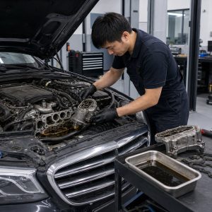 奔驰 E300L（2019款）M274 更换机油散热器垫工时服务